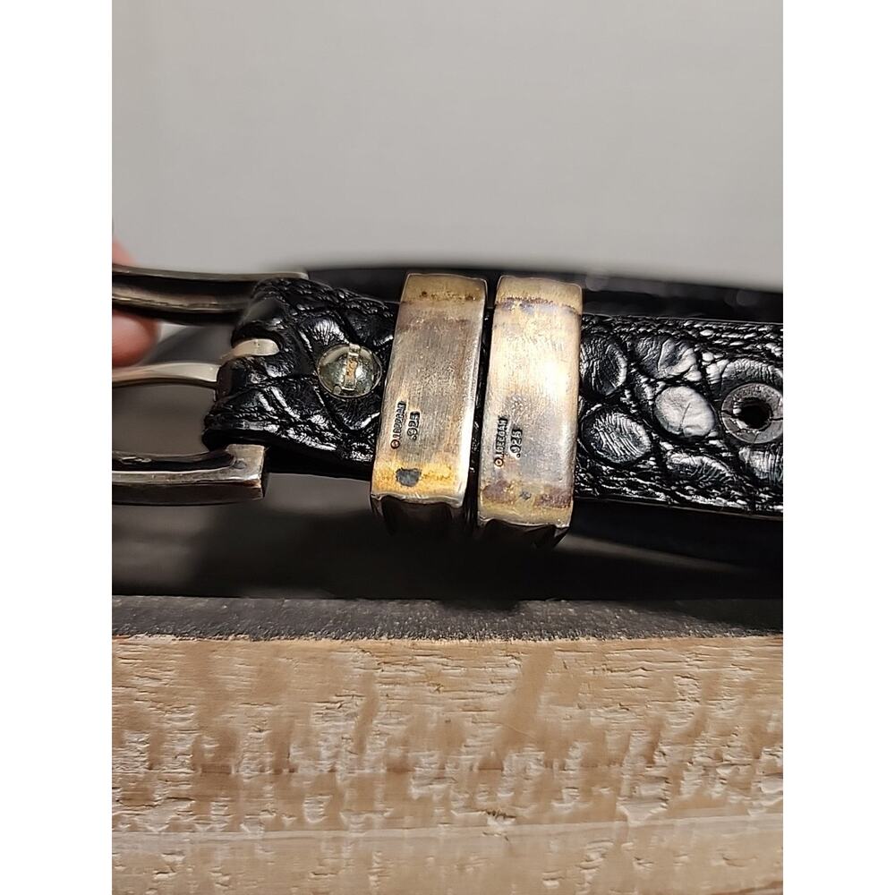 J Deegan 925 Equestrian Belt 4 Piece 1" Buckle Set Black Crocodile Leather 38" - Picture 9 of 12